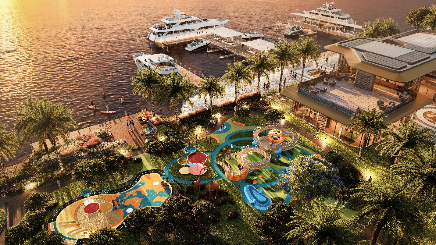 Dự án The Emerald River Park được vinh danh tại Dot Property Vietnam Awards 2026 - Ảnh 4.The Emerald River Park chú trọng không gian xanh với bến du thuyền và công viên ven sông rộng khoảng 10.000 m² - Ảnh: DNCC